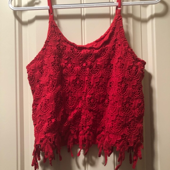 Rue 21 red crochet crop top - Picture 2 of 2